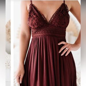 Lovely Day 🪷 Tie Back Crochet Lace Maxi Slip Dress